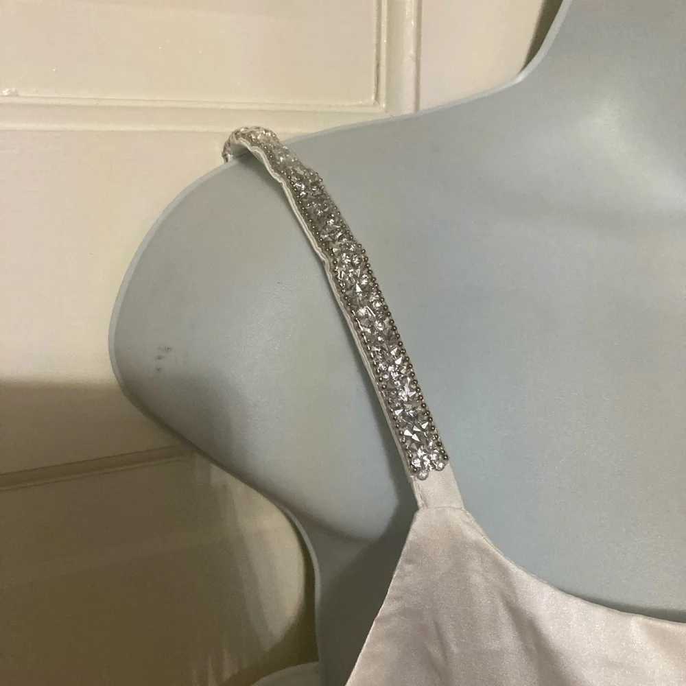 Elegant White Slip Dress with Sparkle Straps - Picture 2 of 5